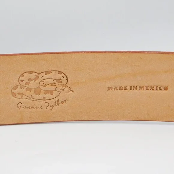 Los Altos Python Skin Cowboy Belt | Rustic Cognac |Oval Python Buckle | EUC | 46 - Picture 8 of 11